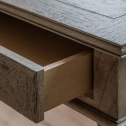 Rustic Country Farmhouse Mindy Wood Parquet 2 Drawer Desk With Turned Legs 130cm