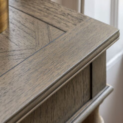 Rustic Country Farmhouse Mindy Wood Parquet 2 Drawer Desk With Turned Legs 130cm