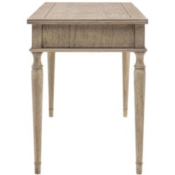 Rustic Country Farmhouse Mindy Wood Parquet 2 Drawer Desk With Turned Legs 130cm