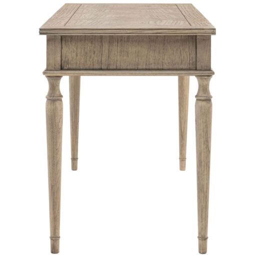 Rustic Country Farmhouse Mindy Wood Parquet 2 Drawer Desk With Turned Legs 130cm