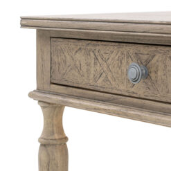 Rustic Country Farmhouse Mindy Wood Parquet 2 Drawer Desk With Turned Legs 130cm