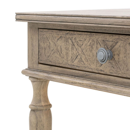 Rustic Country Farmhouse Mindy Wood Parquet 2 Drawer Desk With Turned Legs 130cm