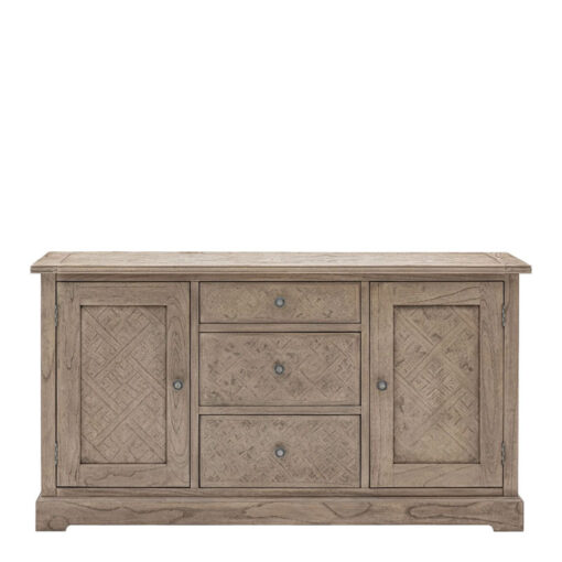 Rustic Country Farmhouse Light Mindy Wood Parquet 3 Drawer 2 Door Large Sideboard 150cm