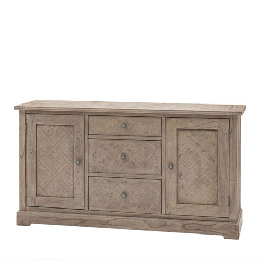 Rustic Country Farmhouse Light Mindy Wood Parquet 3 Drawer 2 Door Large Sideboard 150cm