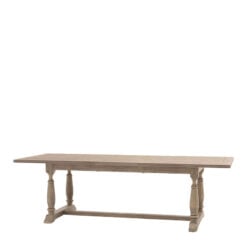 Rustic Country Farmhouse Solid Light Mindy Wood Parquet 8 - 10 Seater Extending Dining Table With Pillar Style Legs 200 - 250cm