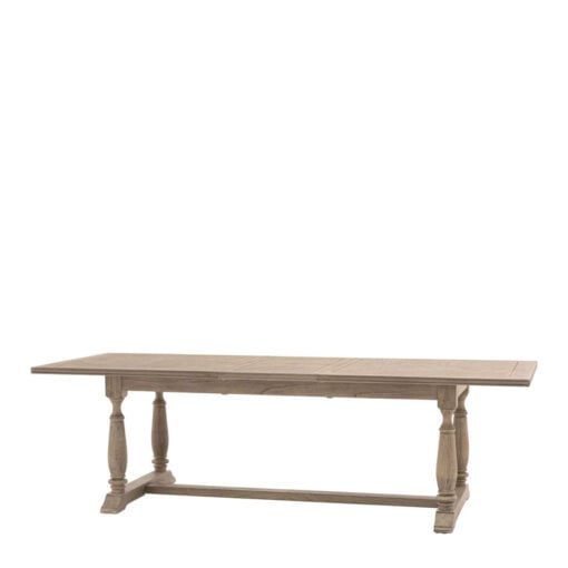 Rustic Country Farmhouse Solid Light Mindy Wood Parquet 8 - 10 Seater Extending Dining Table With Pillar Style Legs 200 - 250cm