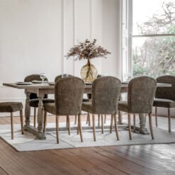 Rustic Country Farmhouse Solid Light Mindy Wood Parquet 8 - 10 Seater Extending Dining Table With Pillar Style Legs 200 - 250cm