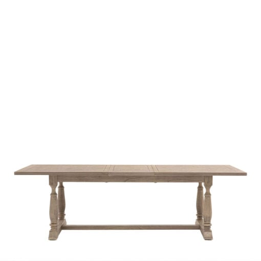 Rustic Country Farmhouse Solid Light Mindy Wood Parquet 8 - 10 Seater Extending Dining Table With Pillar Style Legs 200 - 250cm