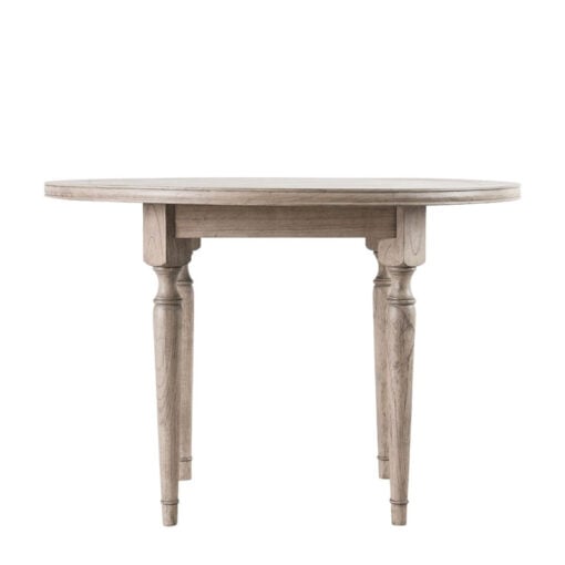 Rustic Country Farmhouse Solid Light Mindy Wood Parquet Round 4 Seater Dining Table With Carved Legs 110cm Rustic Country Farmhouse Solid Light Mindy Wood Parquet Round 4 Seater Dining Table With Carved Legs 110cm