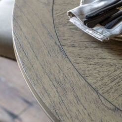 Rustic Country Farmhouse Solid Light Mindy Wood Parquet Round 4 Seater Dining Table With Carved Legs 110cm