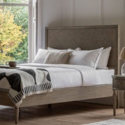 Rustic Country Farmhouse Solid Light Mindy Wood Parquet Super King Size Bed Frame 188cm