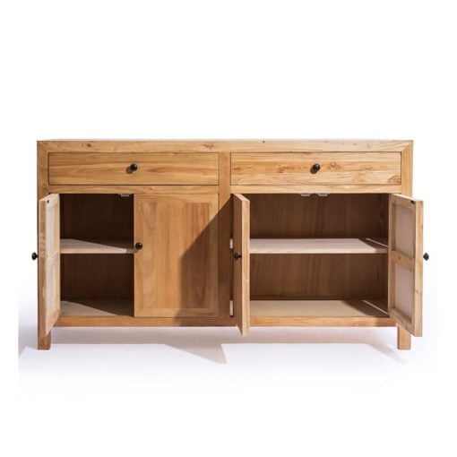 Rustic Country Farmhouse Solid Light Reclaimed Elm Wood 2 Drawer 4 Door Large Sideboard 160cm