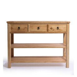 Rustic Country Farmhouse Solid Light Reclaimed Elm Wood 3 Tier 3 Drawer Large Console Table 120cm