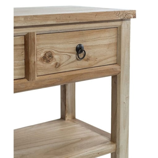 Rustic Country Farmhouse Solid Light Reclaimed Elm Wood 3 Tier 3 Drawer Large Console Table 120cm