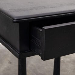 Rustic Scandi Japandi Black Oak Wood 1 Drawer Bedside Cabinet Side Table