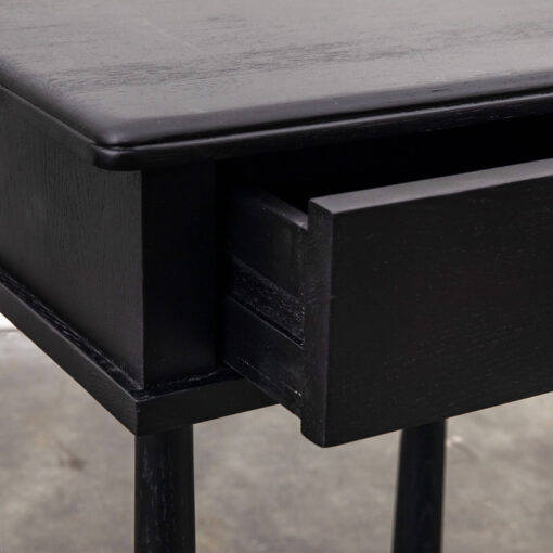 Rustic Scandi Japandi Black Oak Wood 1 Drawer Bedside Cabinet Side Table