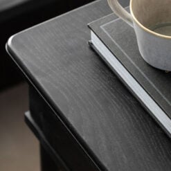 Rustic Scandi Japandi Black Oak Wood 1 Drawer Bedside Cabinet Side Table