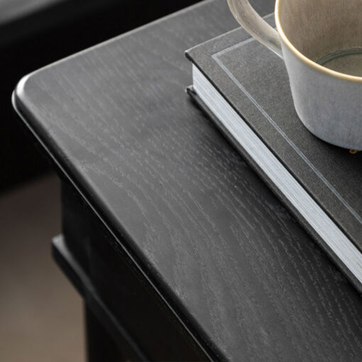 Rustic Scandi Japandi Black Oak Wood 1 Drawer Bedside Cabinet Side Table