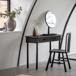 Rustic Scandi Japandi Black Oak Wood 1 Drawer Dressing Table Console Table Desk 110cm