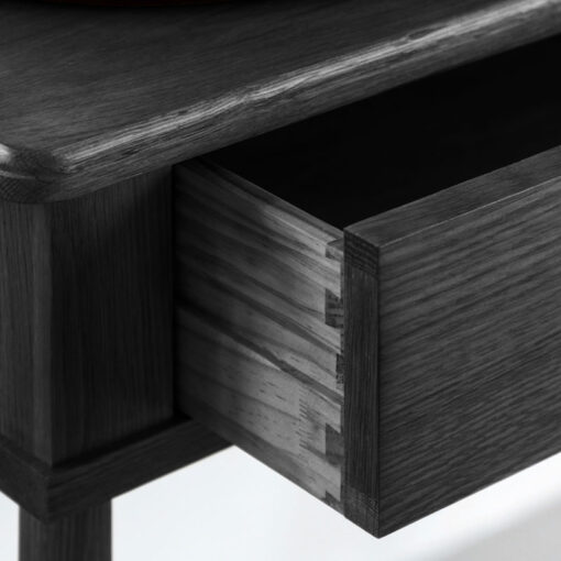 Rustic Scandi Japandi Black Oak Wood 1 Drawer Dressing Table Console Table Desk 110cm