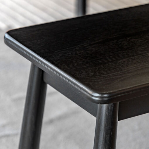 Rustic Scandi Japandi Black Oak Wood 3 Seater Backless Dining Bench 130cm