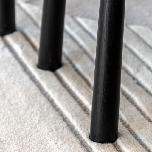 Rustic Scandi Japandi Black Oak Wood 3 Seater Backless Dining Bench 130cm