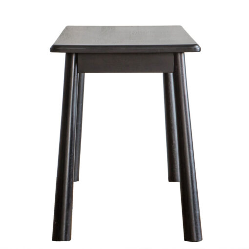 Rustic Scandi Japandi Black Oak Wood 3 Seater Backless Dining Bench 130cm