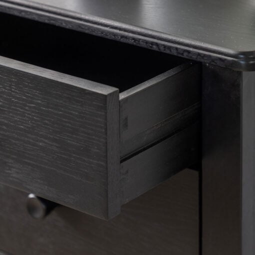 Rustic Scandi Japandi Black Oak Wood 5 Drawer Chest Of Drawers 98cm