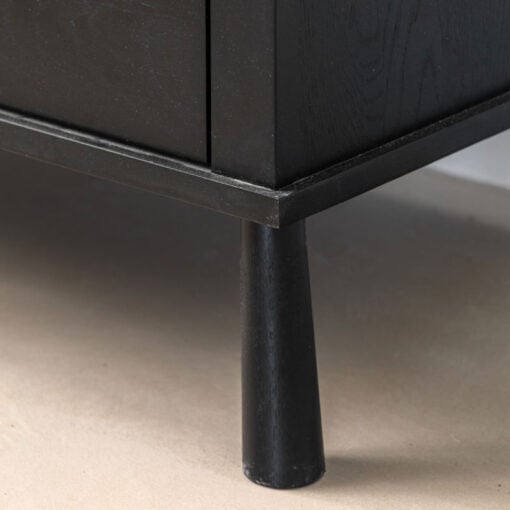 Rustic Scandi Japandi Black Oak Wood 5 Drawer Chest Of Drawers 98cm