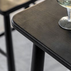 Rustic Scandi Japandi Black Oak Wood 6 Seater Rectangular Dining Table 150cm