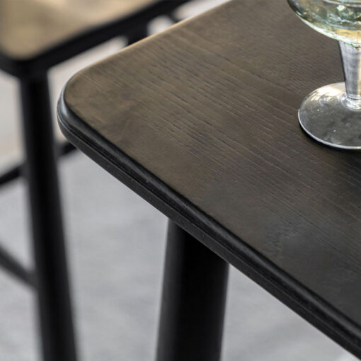 Rustic Scandi Japandi Black Oak Wood 6 Seater Rectangular Dining Table 150cm