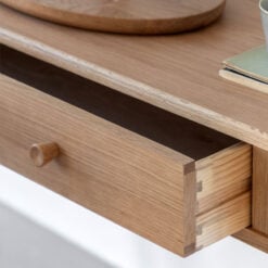 Rustic Scandi Japandi Light Oak Wood 1 Drawer Dressing Table Console Table Desk 110cm