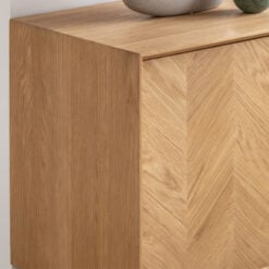 Rustic Scandi Japandi Light Oak Wood 3 Chevron Drawers 3 Doors Large Sideboard 160cm