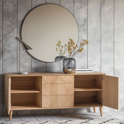 Rustic Scandi Japandi Light Oak Wood 3 Chevron Drawers 3 Doors Large Sideboard 160cm Rustic Scandi Japandi Light Oak Wood 3 Chevron Drawers 3 Doors Large Sideboard 160cm