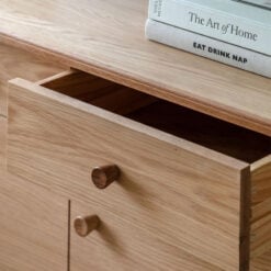 Rustic Scandi Japandi Light Oak Wood 3 Drawer 3 Door Sideboard 140cm