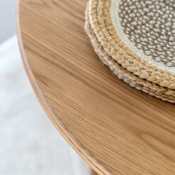 Rustic Scandi Japandi Light Oak Wood 4 - 6 Seater Round Extending Dining Table 110cm - 155cm