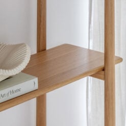 Rustic Scandi Japandi Light Oak Wood 4 Tier Shelving Unit Bookcase Display Unit 160cm