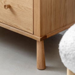 Rustic Scandi Japandi Light Oak Wood 5 Drawer Chest Of Drawers 98cm