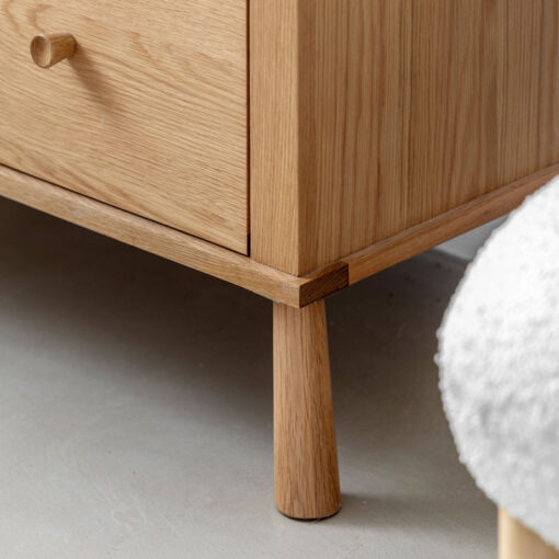 Rustic Scandi Japandi Light Oak Wood 5 Drawer Chest Of Drawers 98cm