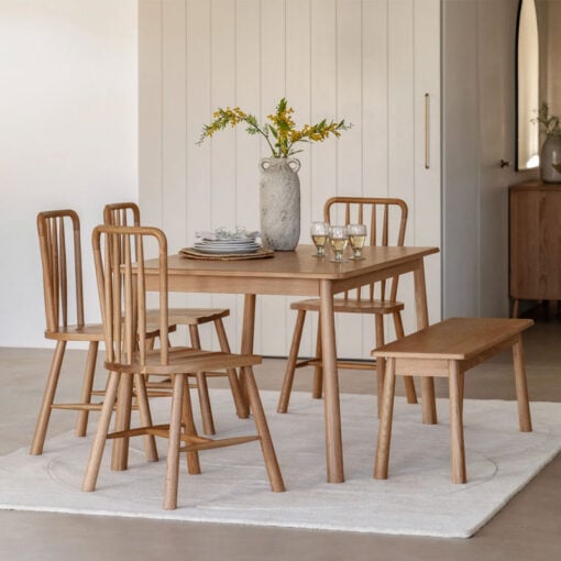 Rustic Scandi Japandi Light Oak Wood 6 Seater Rectangular Dining Table 150cm Rustic Scandi Japandi Light Oak Wood 6 Seater Rectangular Dining Table 150cm