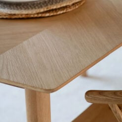 Rustic Scandi Japandi Light Oak Wood Chevron Top 6 Seater Dining Table 160cm