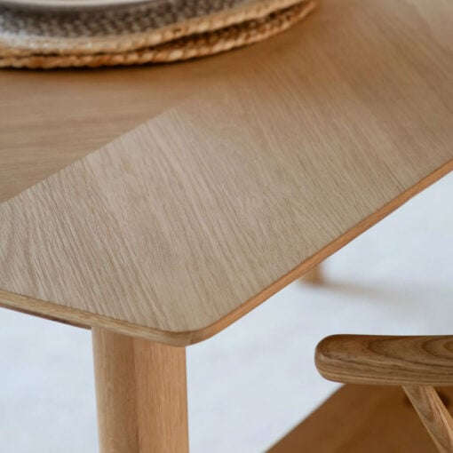 Rustic Scandi Japandi Light Oak Wood Chevron Top 6 Seater Dining Table 160cm