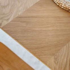 Rustic Scandi Japandi Light Oak Wood Chevron Top 6 Seater Dining Table 160cm