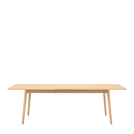 Rustic Scandi Japandi Light Oak Wood Chevron Top 8 Seater Extending Dining Table 200cm - 252cm