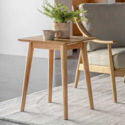 Rustic Scandi Japandi Light Oak Wood Chevron Top Side Table End Table