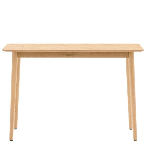 Rustic Scandi Japandi Light Oak Wood Chevron Top Slim Console Table 120cm