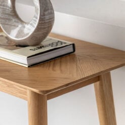 Rustic Scandi Japandi Light Oak Wood Chevron Top Slim Console Table 120cm