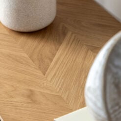 Rustic Scandi Japandi Light Oak Wood Chevron Top Slim Console Table 120cm