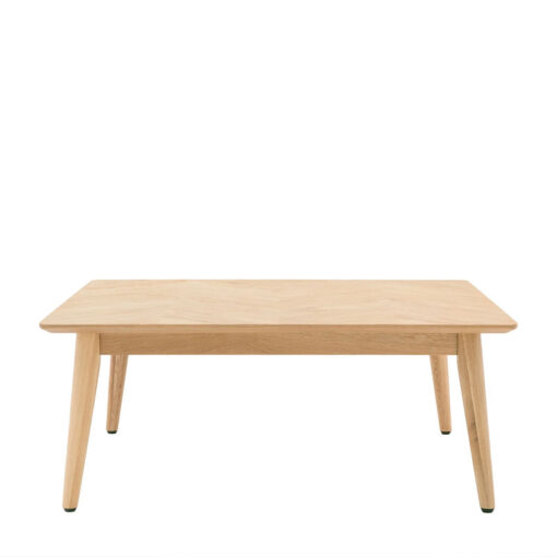 Rustic Scandi Japandi Light Oak Wood Chevron Top Square Coffee Table 100cm