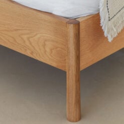 Rustic Scandi Japandi Slid Light Oak Wood Spindle Headboard King Size Bed Frame